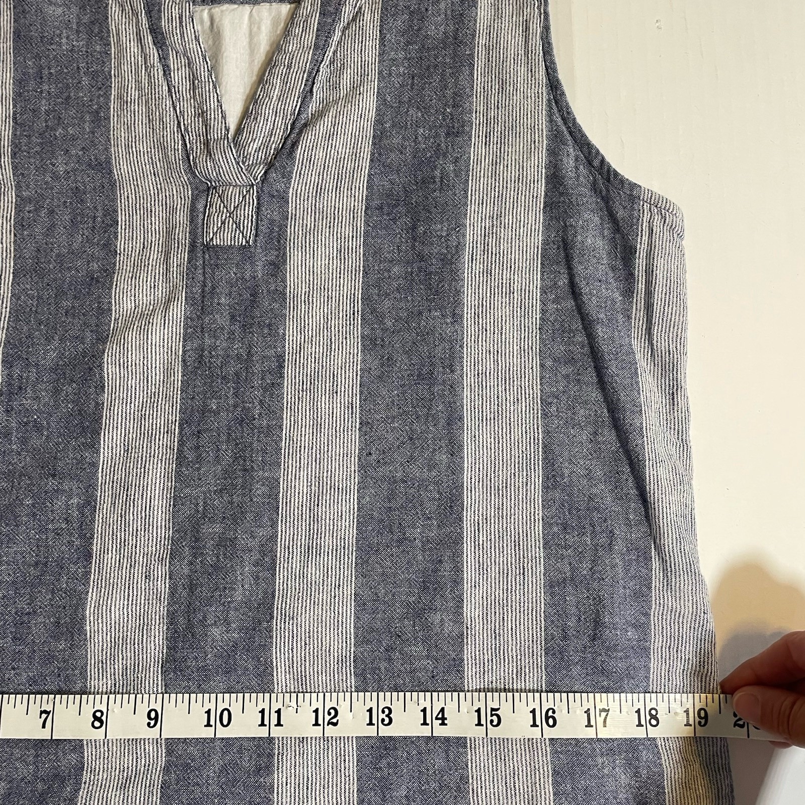 Beach Lunch Lounge Sz M Cotton / LINEN Blend Stripe Sleeveless Shift Dress Lined
