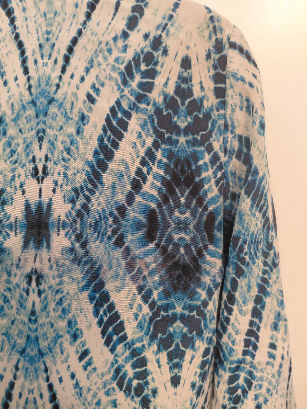 Rory Beca 100% Silk Blue Watercolor Mini Dress Tunic Womens Sz 8 Made USA