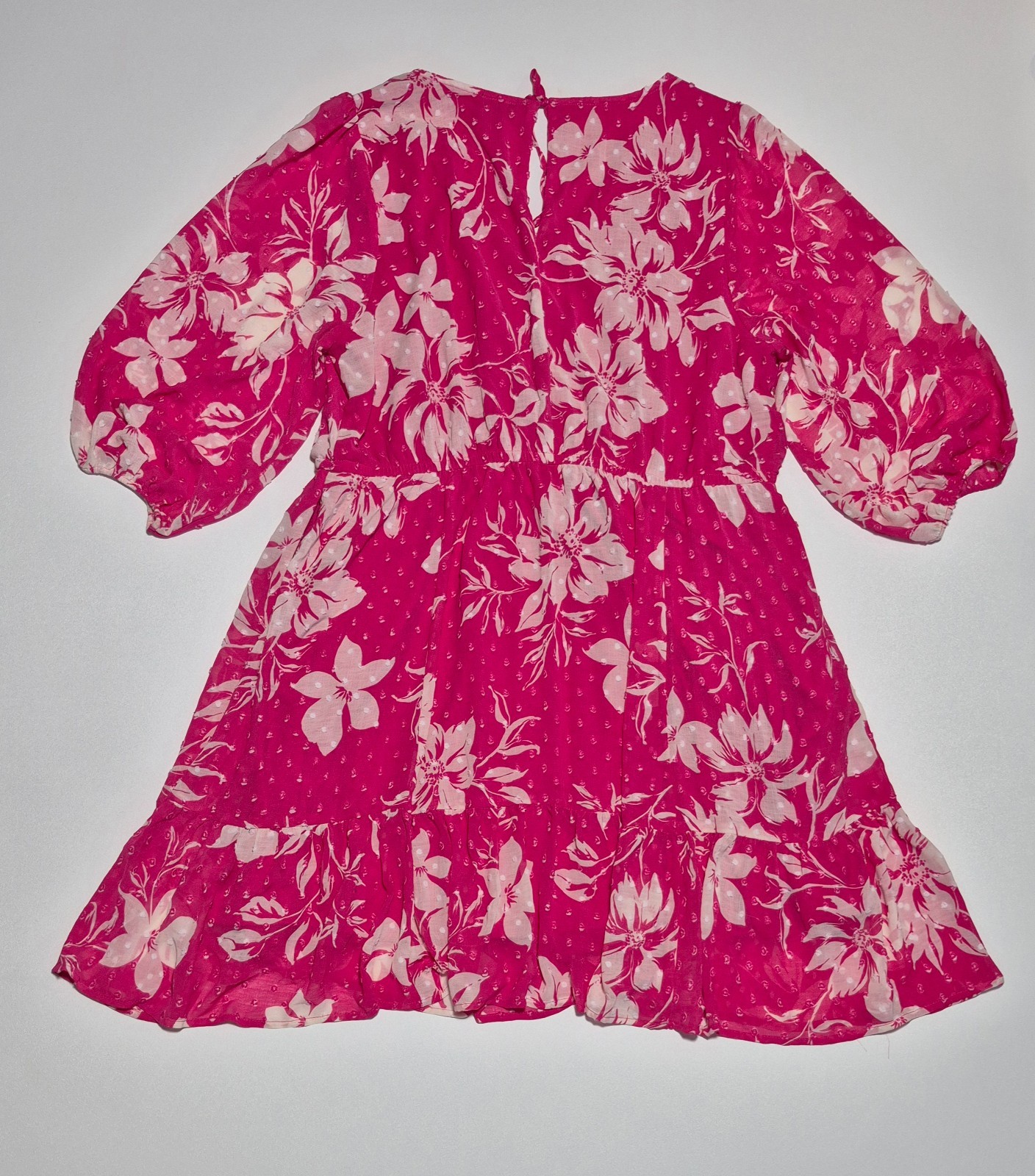 Torrid Pink Floral Mini Clip Dot Voluminous Babydoll Dress Plus Size 2 2X