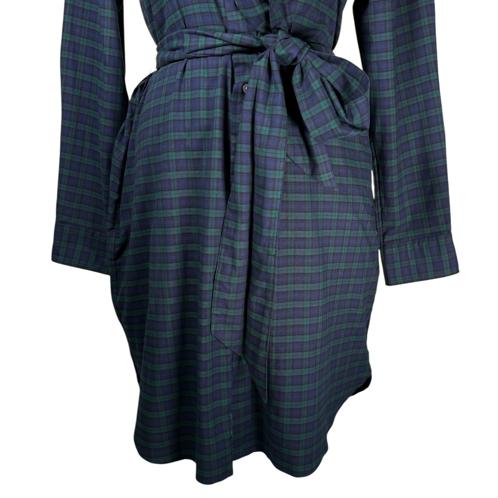 Polo Ralph Lauren Womens 12 NWT Green Blue Plaid Cotton Belted Shirt Dress