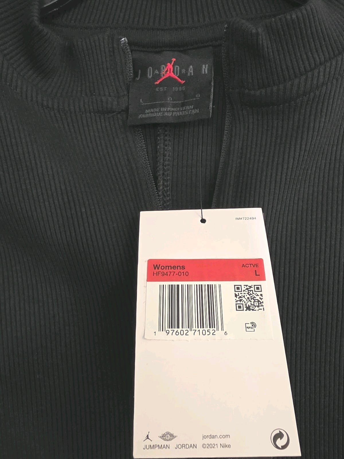 Nike Jordan Women’s Half-Zip Ribbed Knit Dress Black HF9478-010