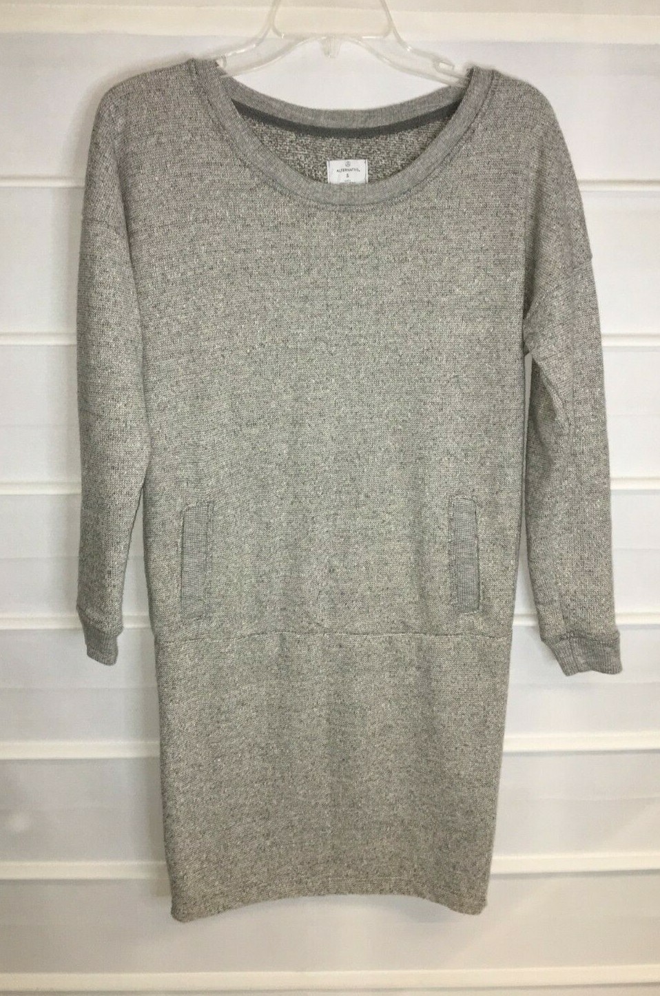 Alternative Gray Tweed Polyester Cotton Blend Dress 3/4 Sleeves Small EC!