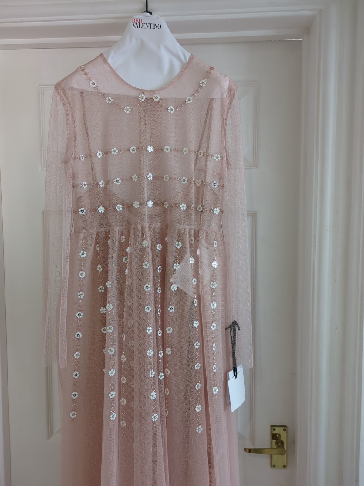 Red Valentino Women’s New Maxi Lace Nude Pink Dress Size EU 42