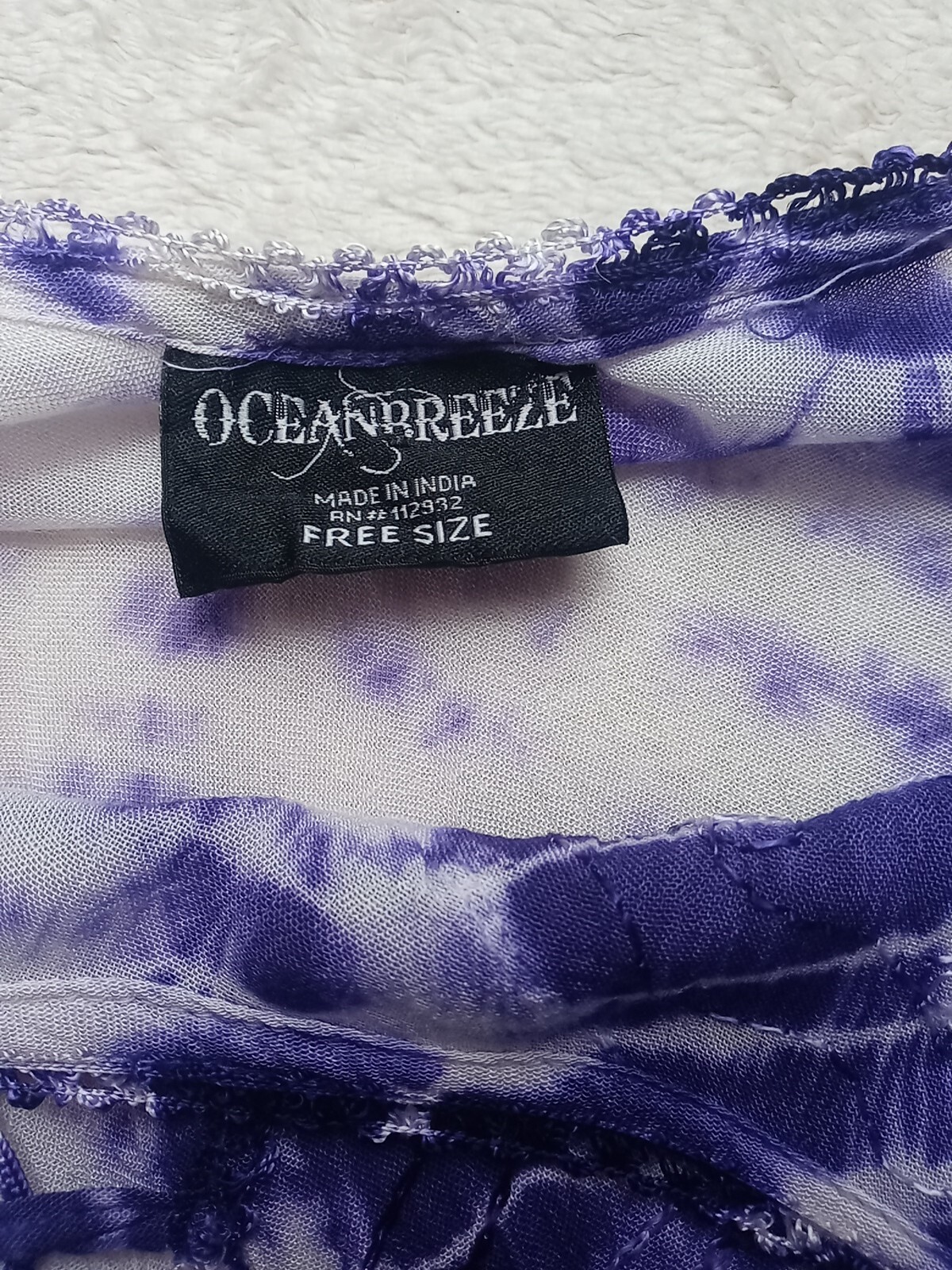 VTG Ocean Breeze Dress Womens Regular Free Size Purple Tie Dye Boho Hippie Dress