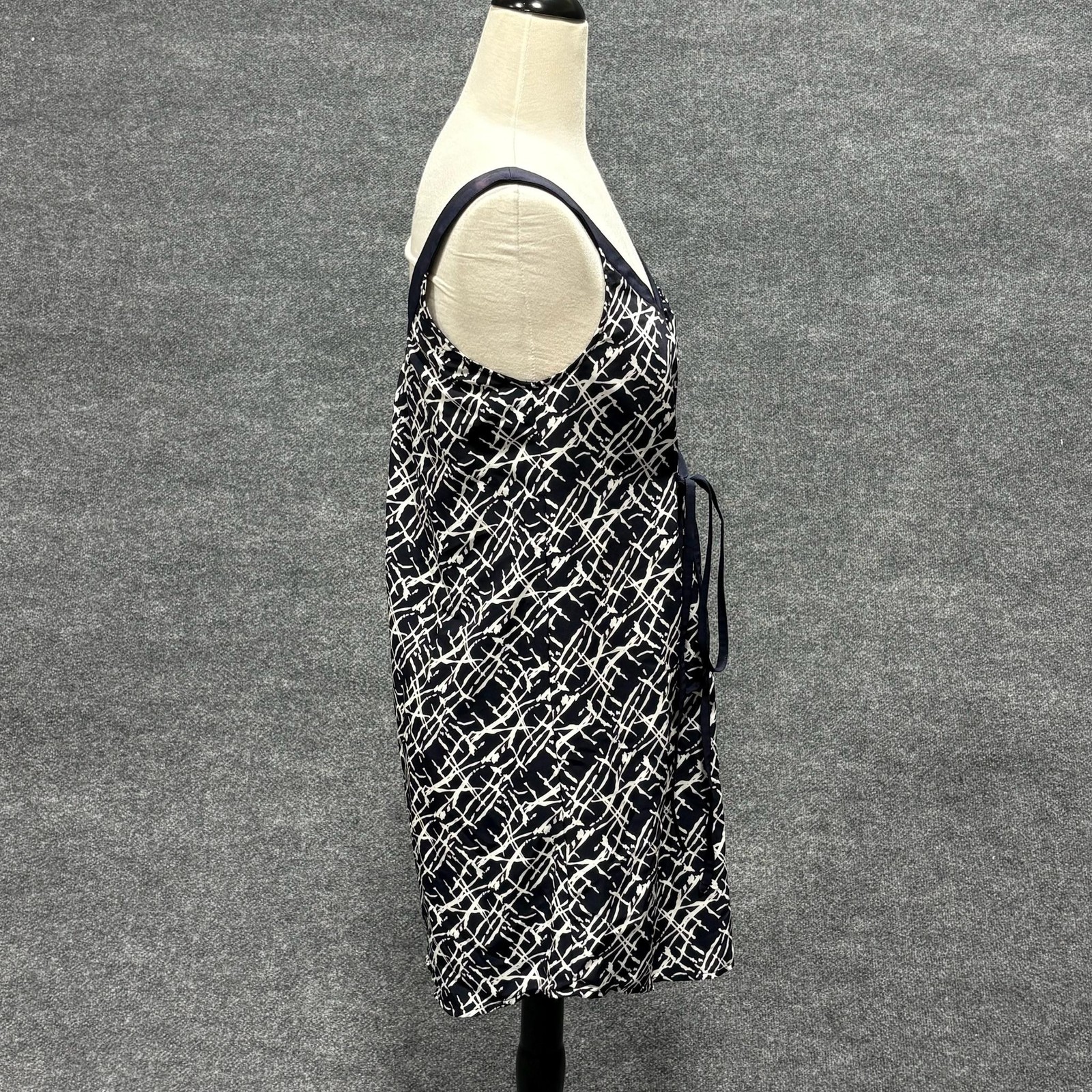 Petticoat Alley Dress Womens Small Blue Geometric V Neck Sleeveless Sundress