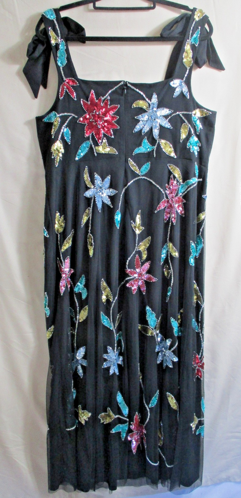 -NWT Oasis Floral Embellished Split Midi Dress Sequin Black Sz 14