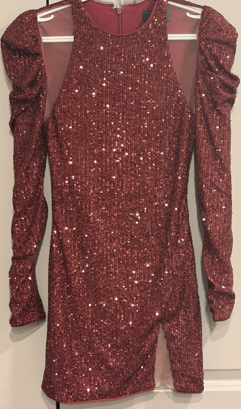 Michael Costello X Revolve Dark Red Sequin Mini Dress XS