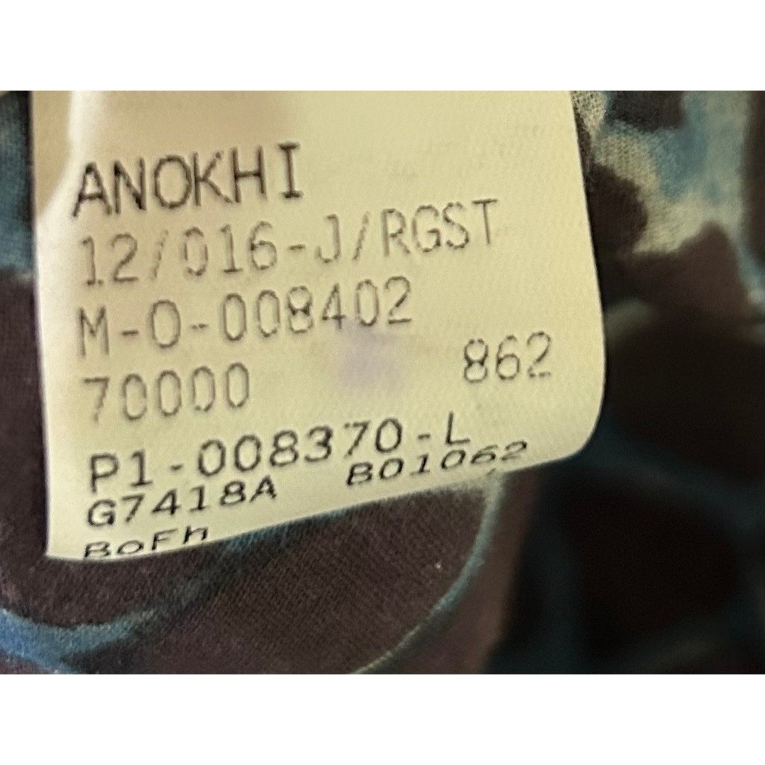 Anokhi Tunic Dress L Indigo Giraffe Block Print Cotton Kurta L/S BOHO Chic Artsy