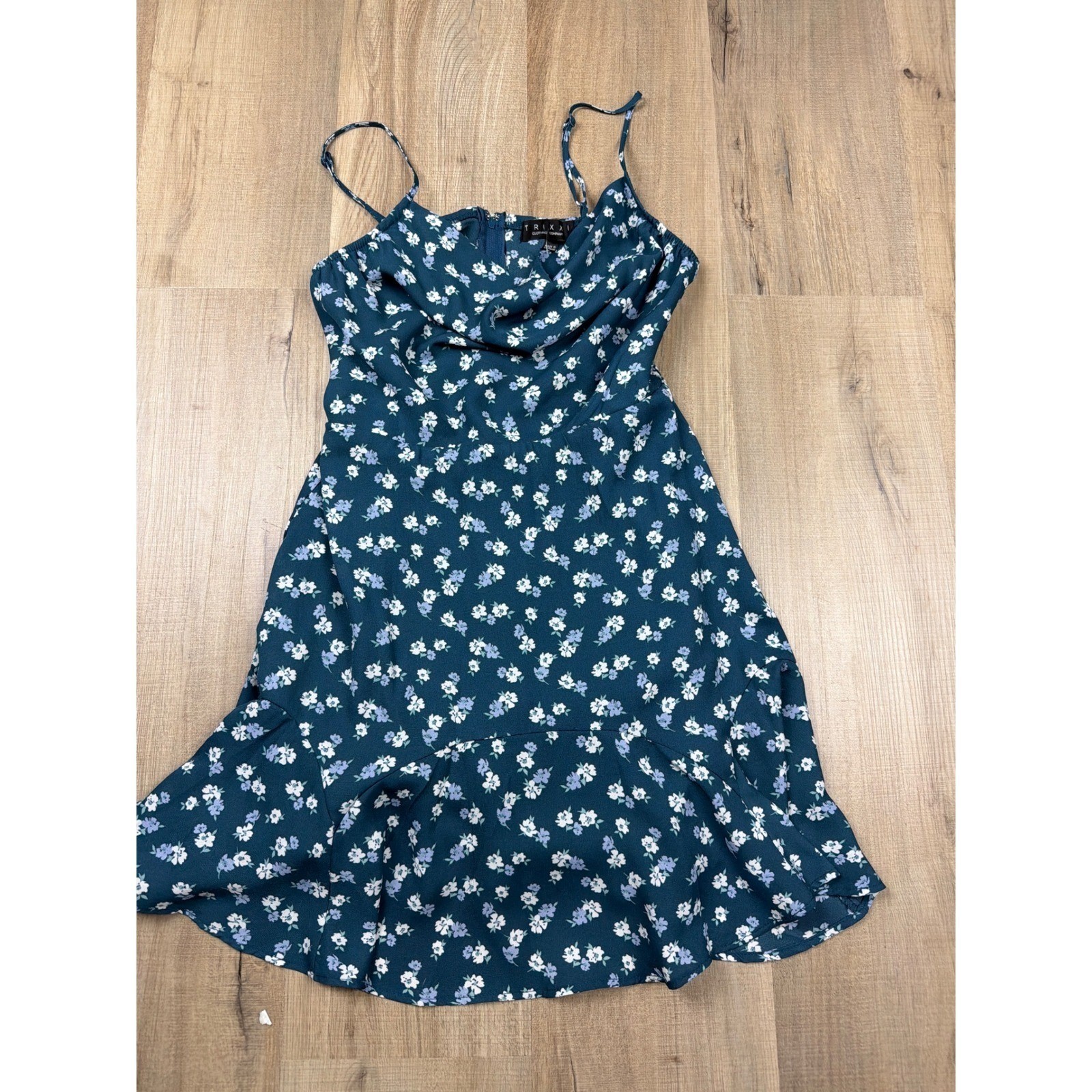 Trixxi Francesca’s Teal Floral Cowl Neck Mini Dress Small NWT 26V837FEHI