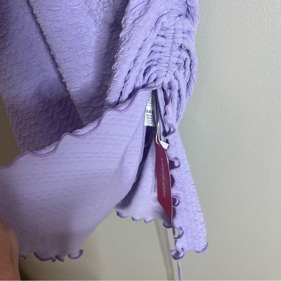 Shein NEW Size Medium Lavender Purple Strapless Ruched Lettuce Hem Dress AG1