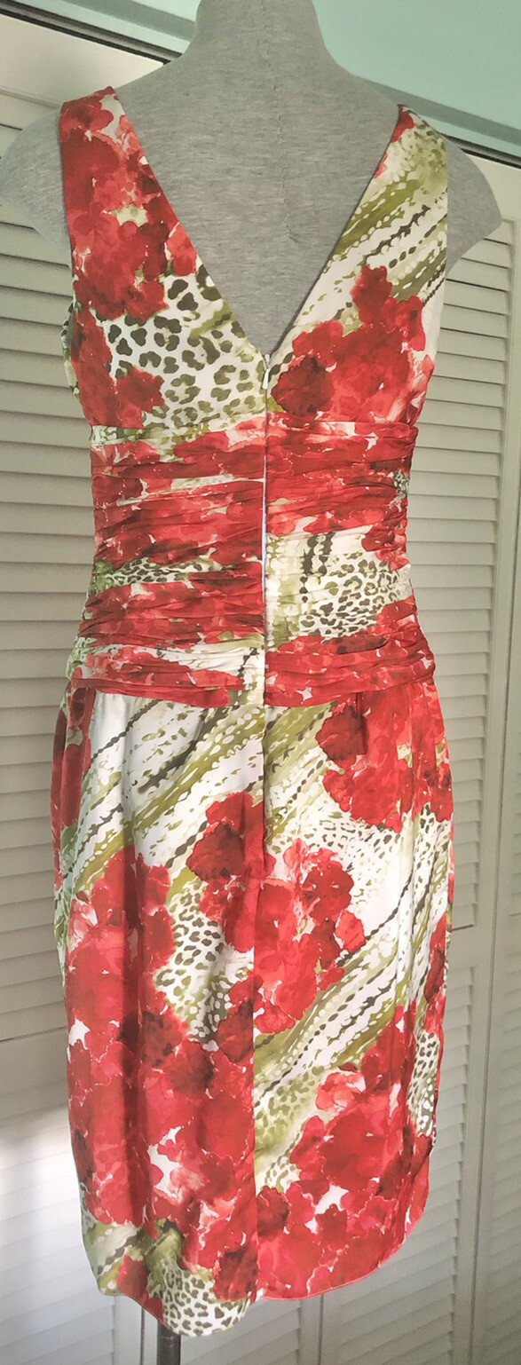 LIANCARLO Couture Bougainvillea Print Berry Color Silk Dress Size 6
