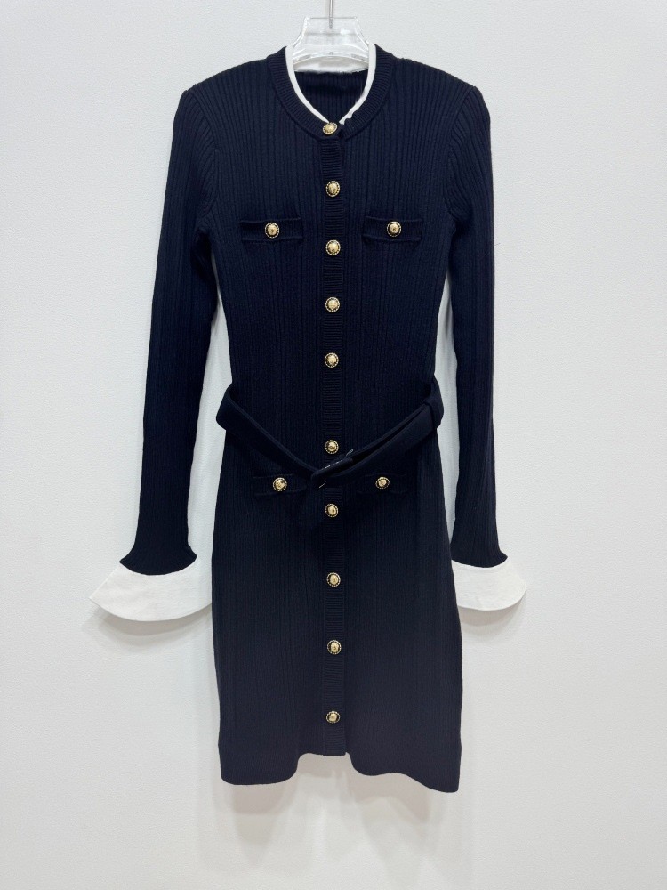 Self Portrait Knitted long-sleeved round-neck fishtail Dresses