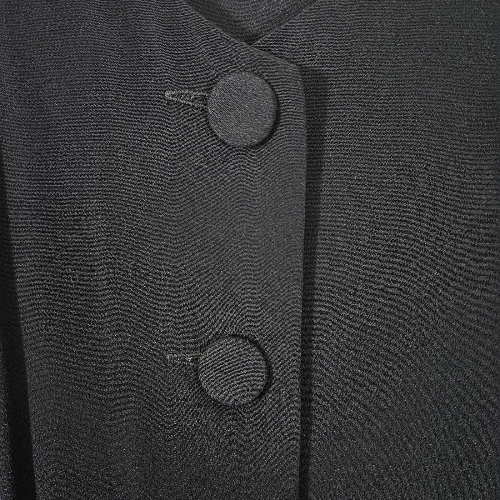 Rabbit Design Size 6 Little Black Dress Covered Buttons Down Front Crepe Vtg USA