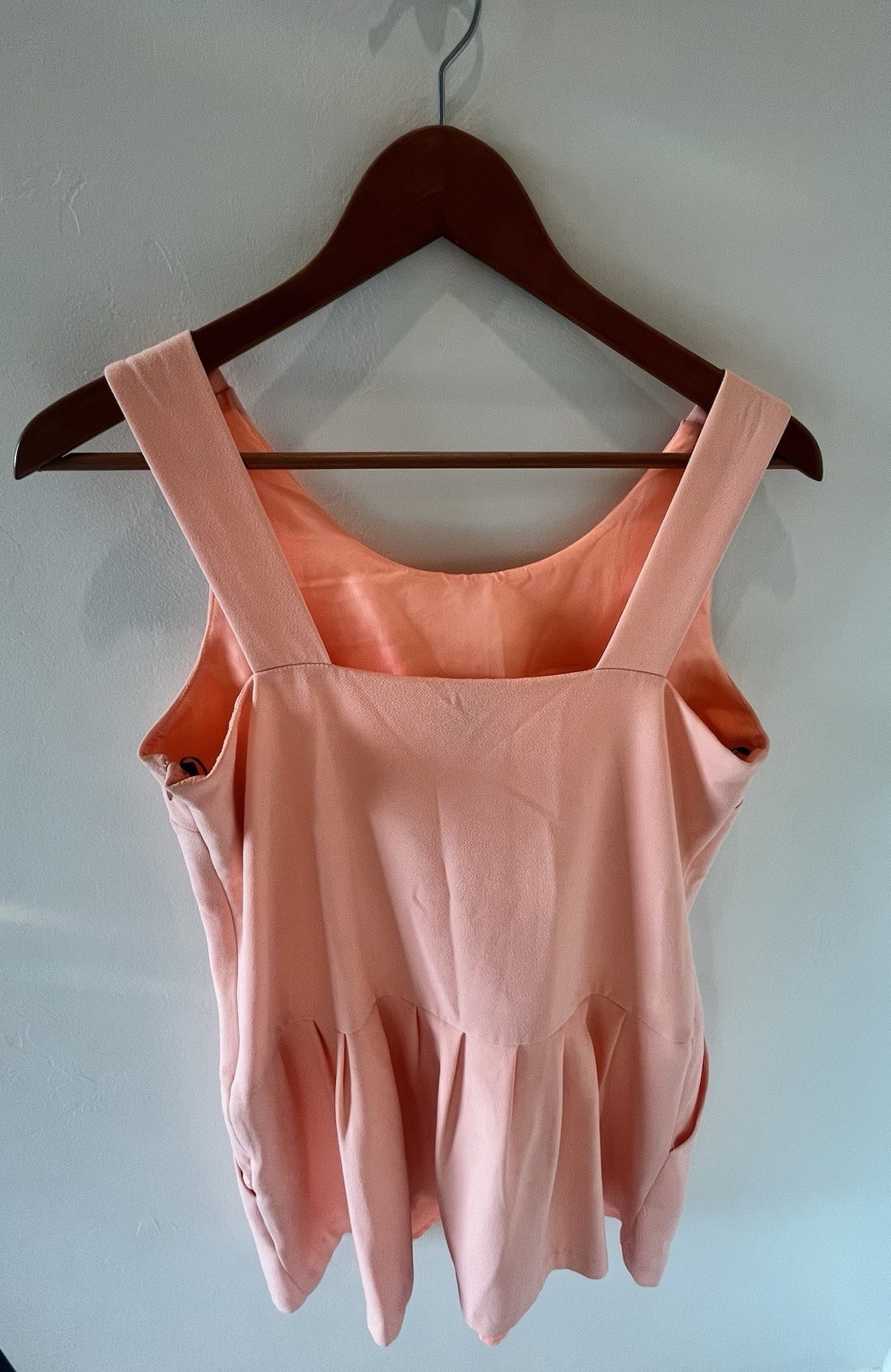 Forever 21 Romper Women L Pink Solid Square Neck Sleeveless Woven Polyester