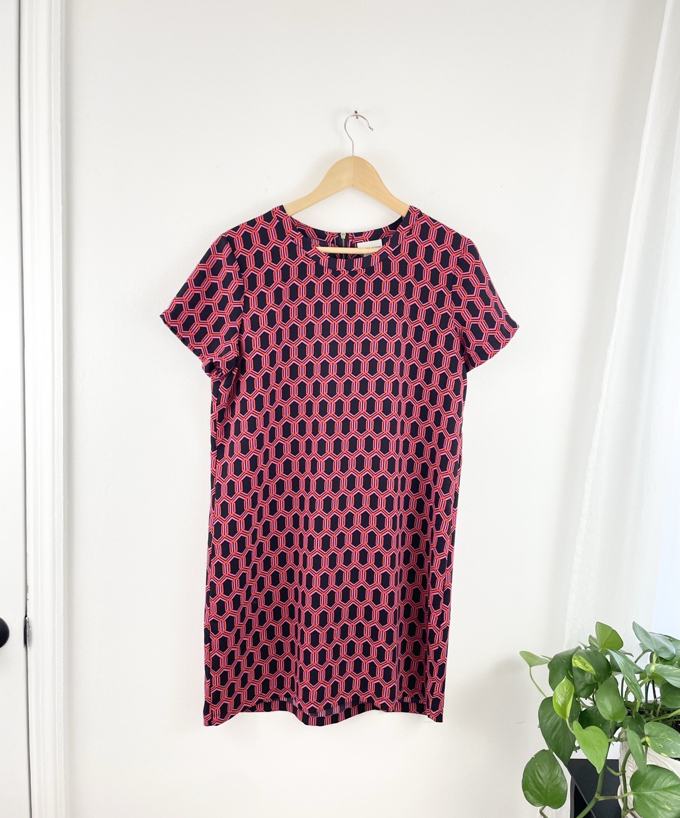 Adrienne Vittadini 12 Pink Orange Geometric Shift Dress Women’s Size 12 Large