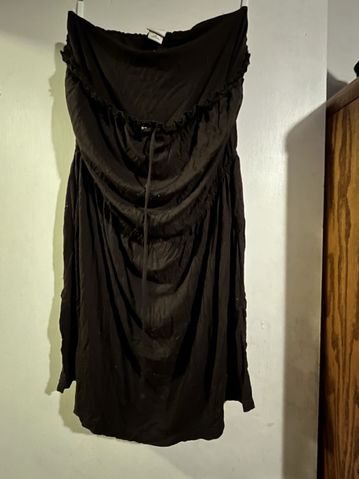 Merona Black Strapless Ruched Ruffle Knee-Length Chiffon Sheath Dress XL