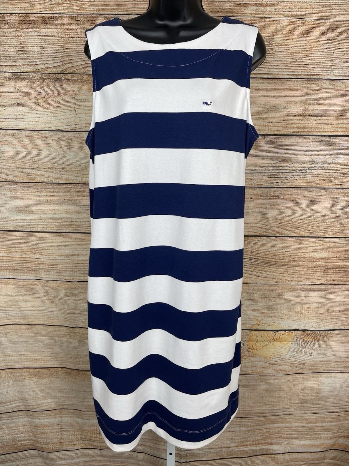 Vineyard Vines Target Womens Sz Large Dress Navy Blue White Stripe Sleeveless