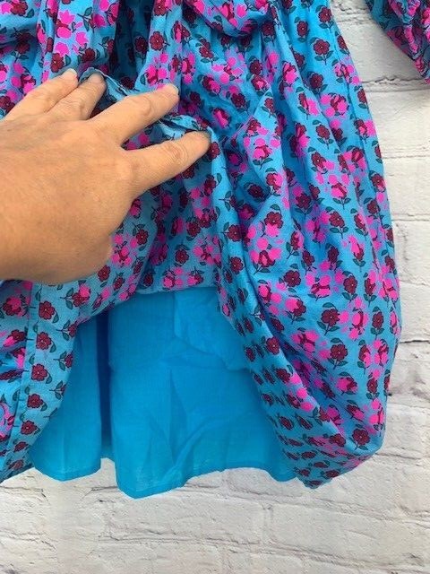 NWT J Crew Dolman Sleeve Mini Dress Blue Pink & Attach Lining 100% Cotton XXS
