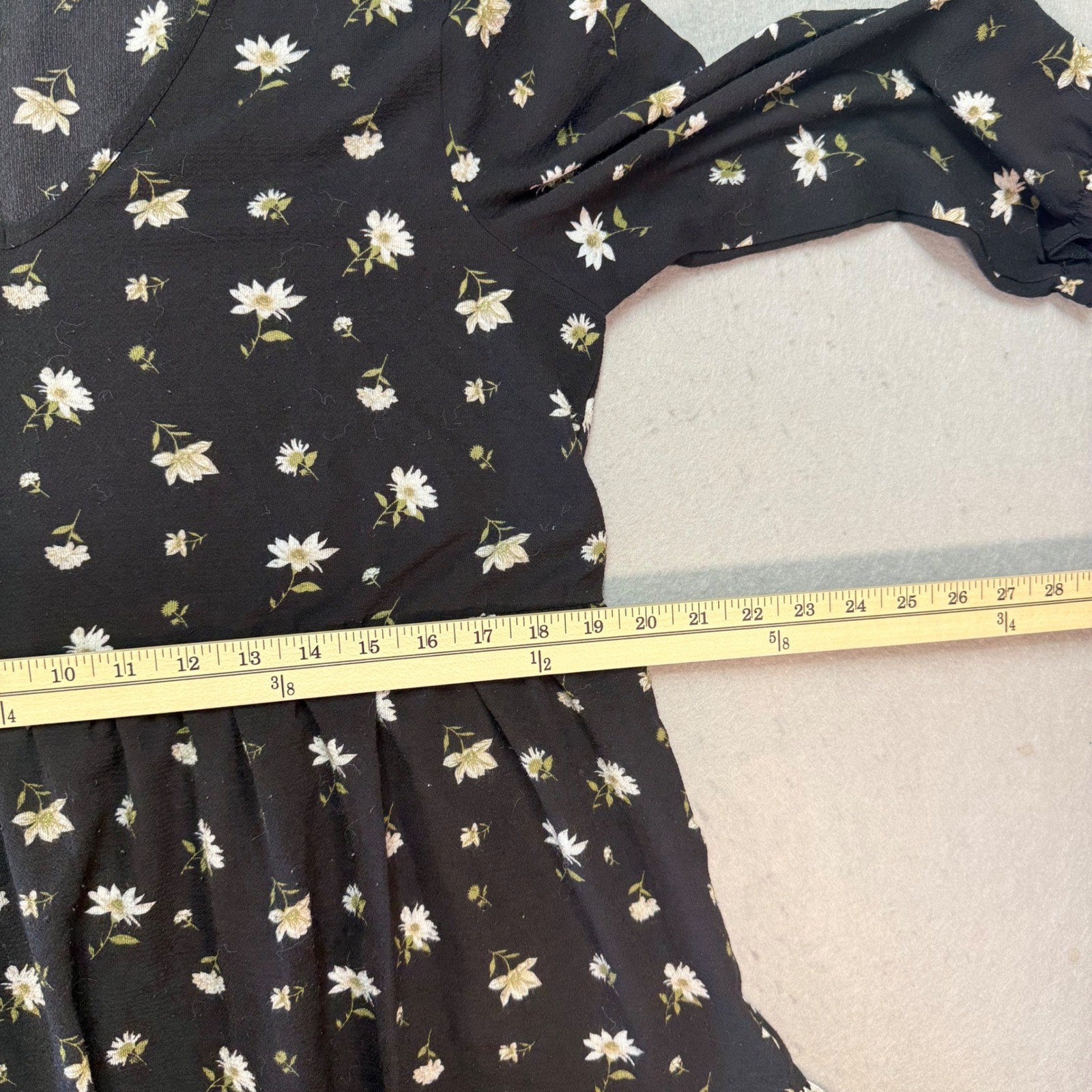 RnB Collection Plus Size Black Floral Tiered Mini Dress 3/4 Sleeve V-Neck 1X