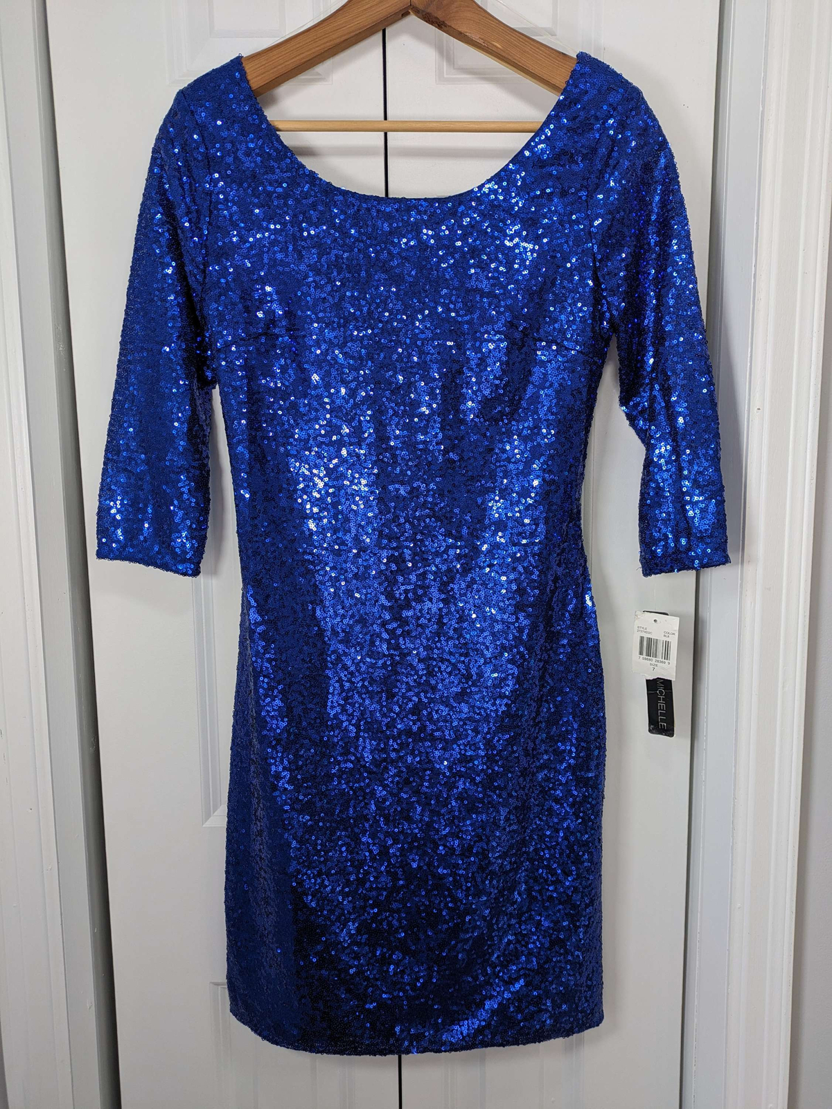 My Michelle NWT Women’s Size 7/8 Blue Sequin Pencil Dress Short