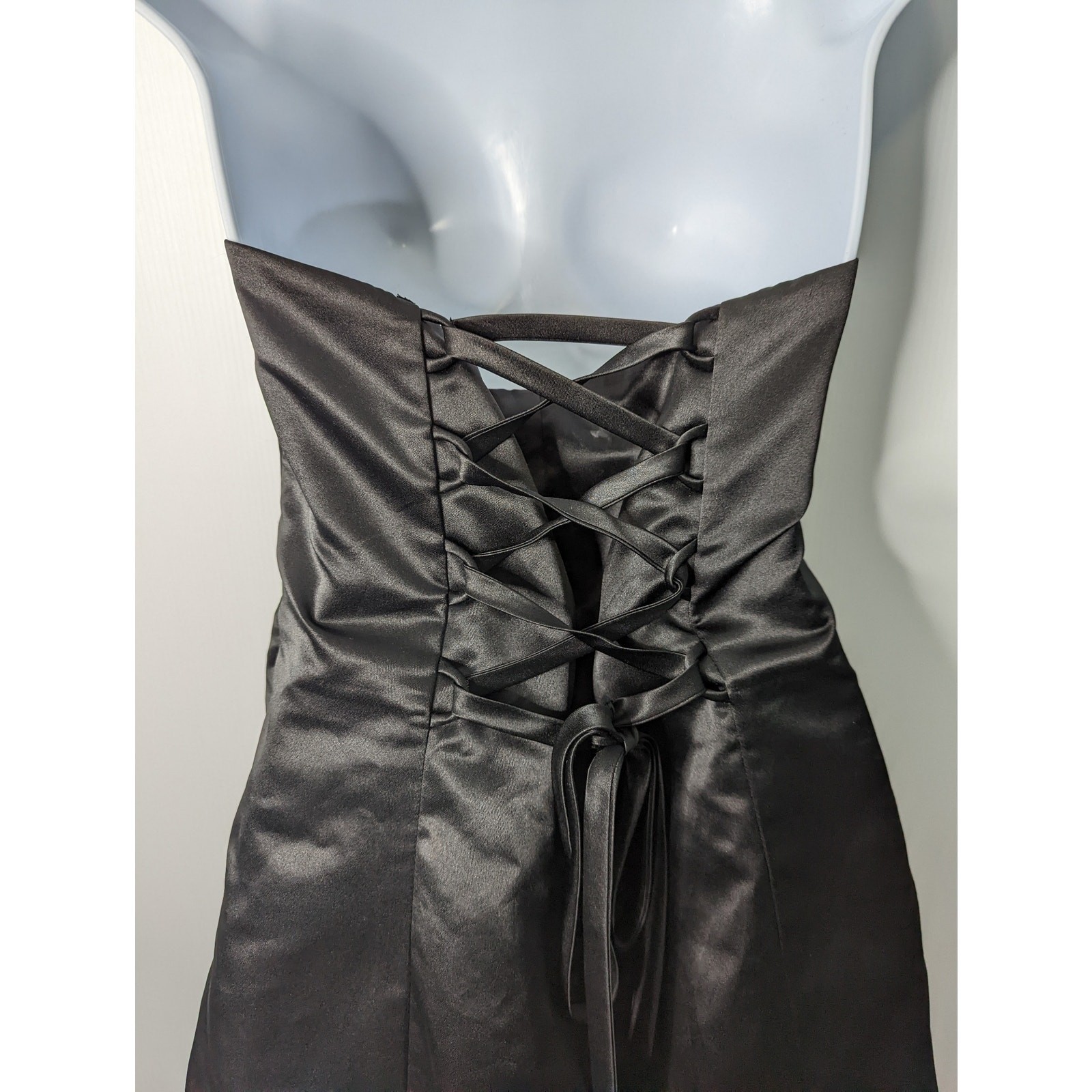 Vintage Y2K 90’s Blondie Nites Strapless Formal Mini Dress Black White Tulle Hem