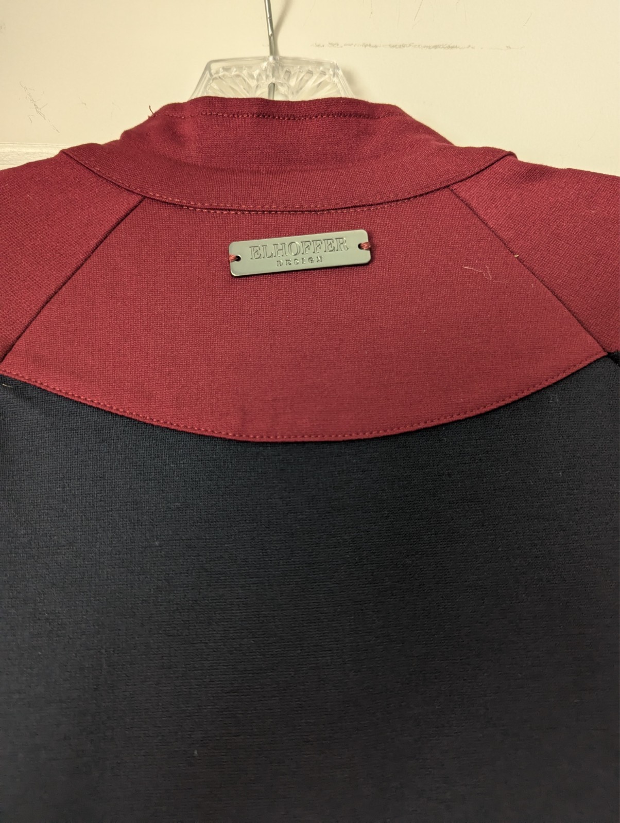 XL Elhoffer Design Marvelous Corps Dress gold navy burgundy pockets