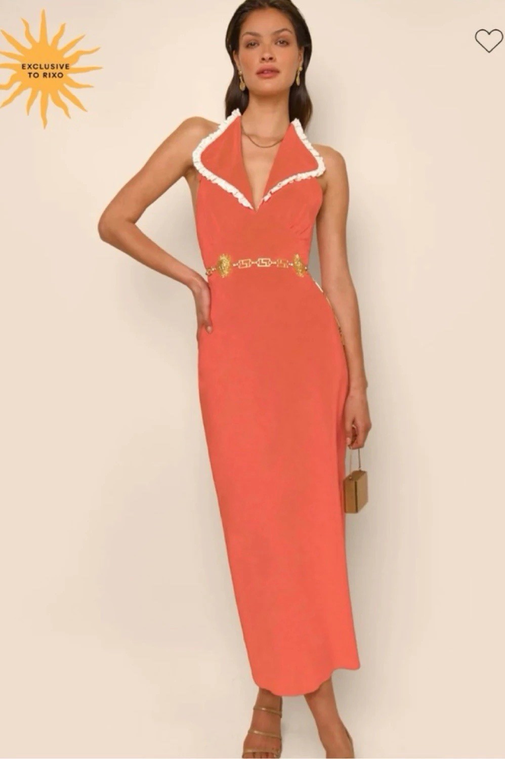 Rixo Summer Coral Halterneck Midi Dress Size XXL UK18 EU46 US14 BNWT RRP £195