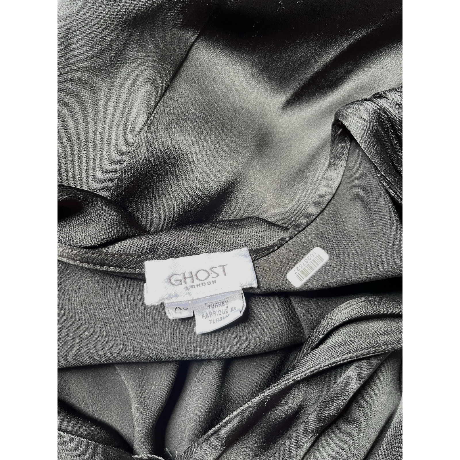 Ghost Madison Satin Midi Dress XS Black