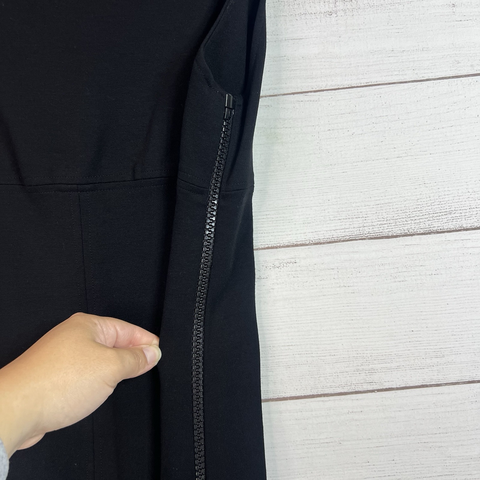 Diane Von Furstenberg DVF Black Side Zip Classic Square Neck Dress Size 6 Boho