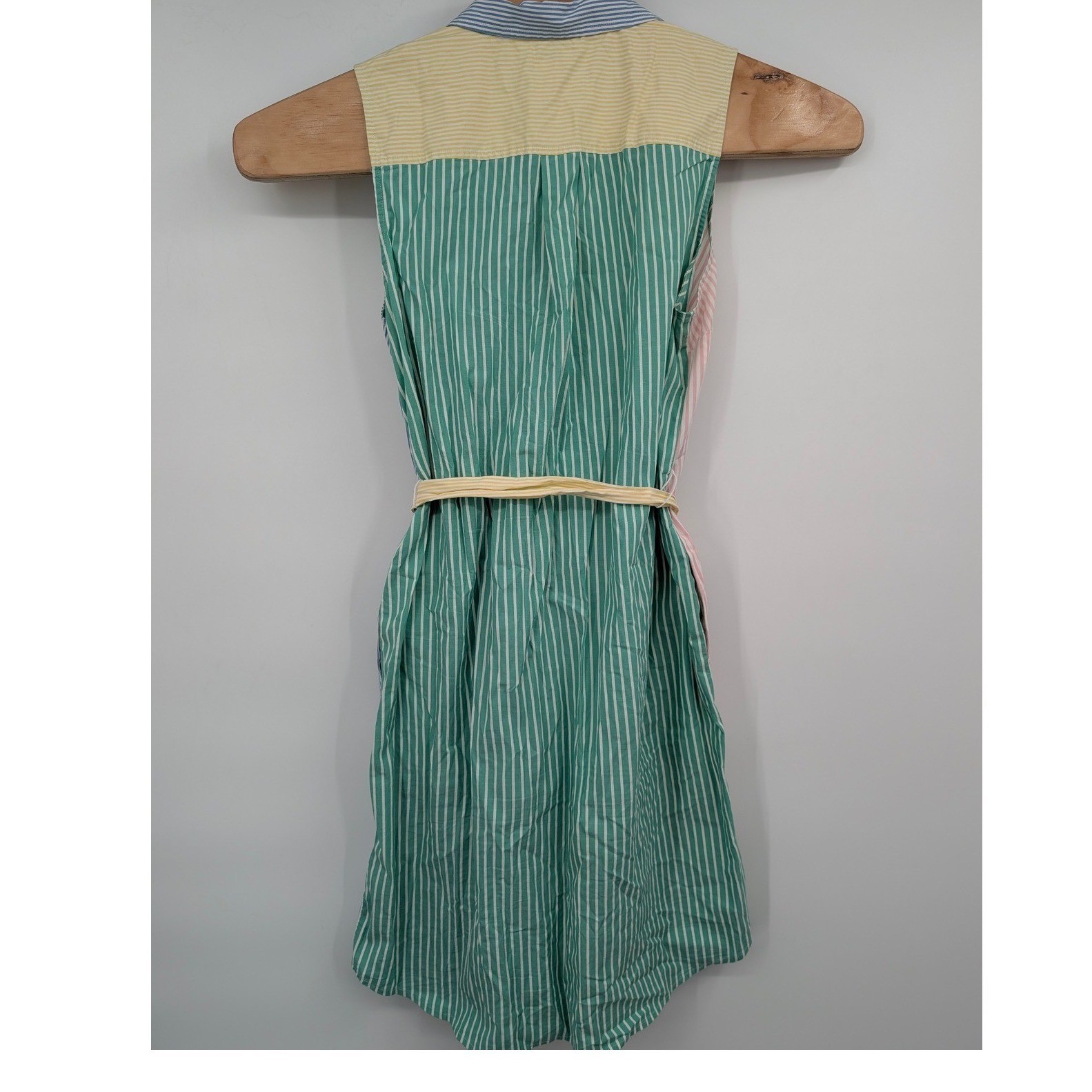 J. Crew Striped Tie Waist Shirt Dress Sleeveless Colorblock Women’s Sz 14