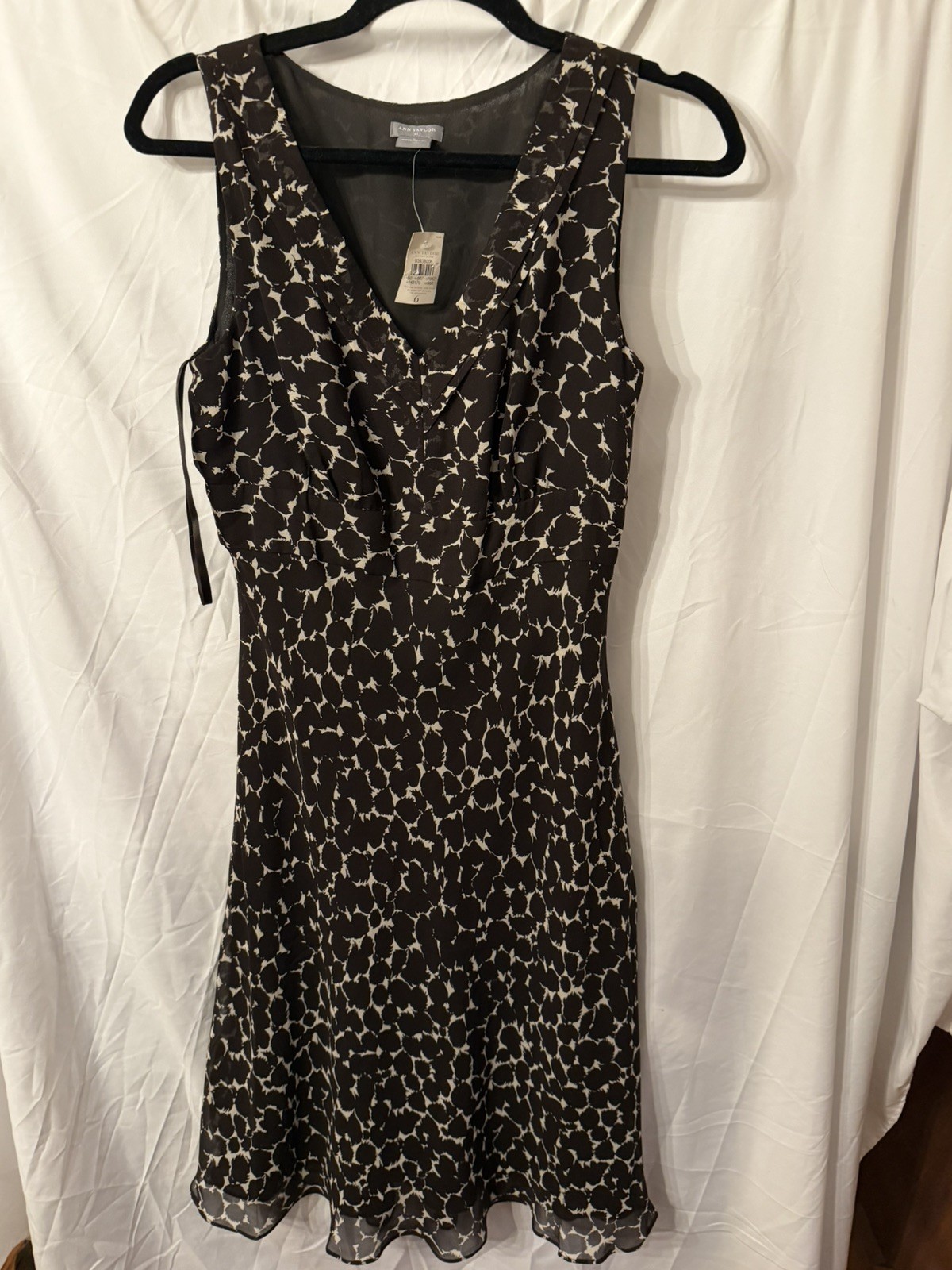 Women’s Nn Taylor Silk Dress Sheath Brown Tan Print Sleeveless 6 Office Glam