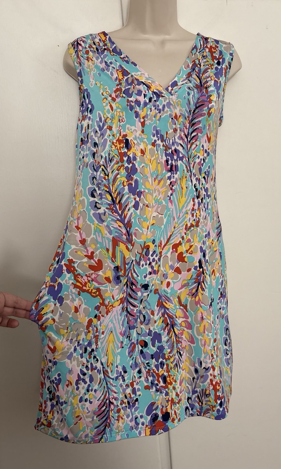 Flawless Women’s Stretchy Medium Colada Co. Spring Meadow Aqua Callie Dress II