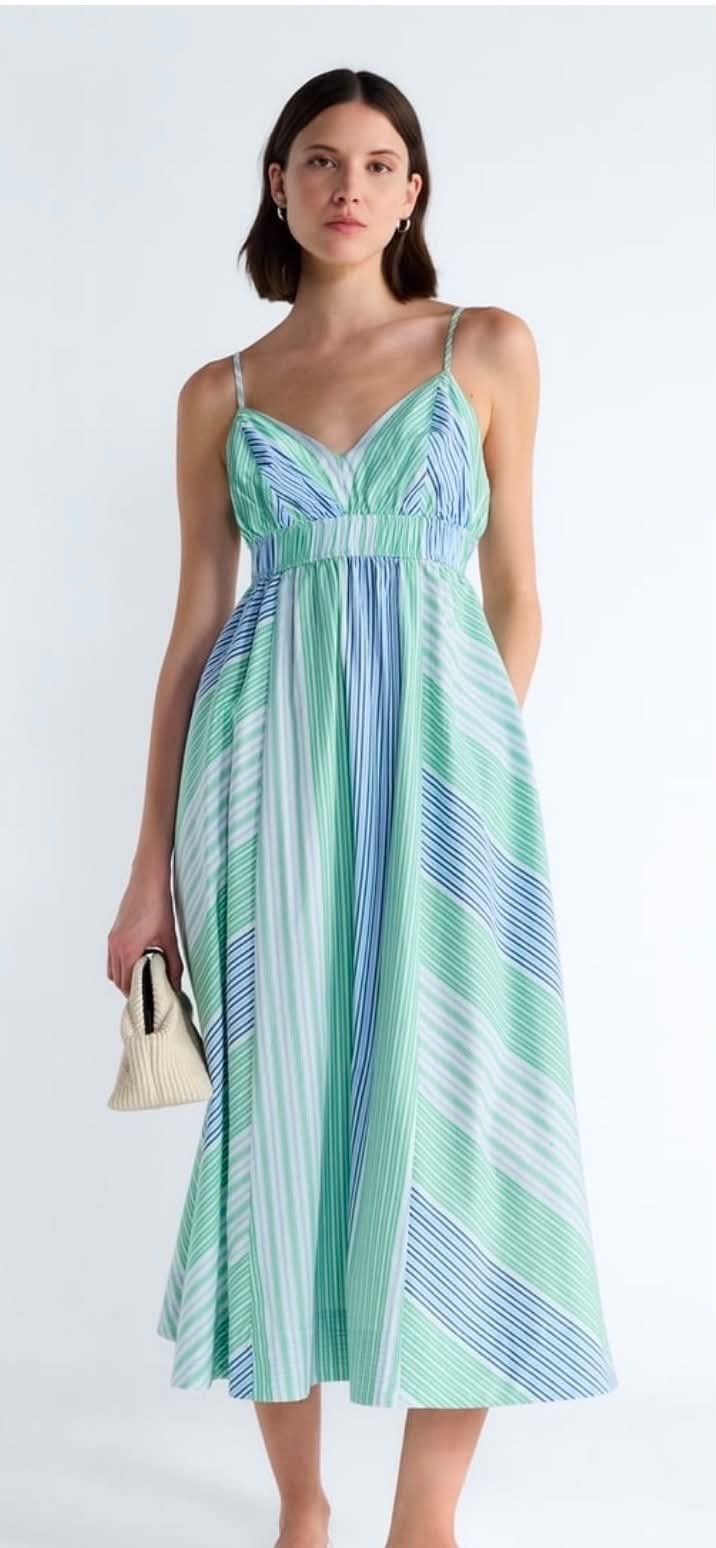 Free Assembly Womens striped cotton Maxi Dress with Cut out Back size S