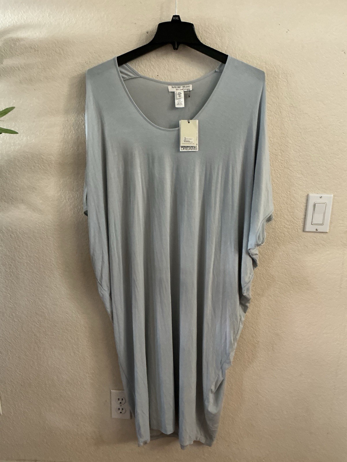 NWT BAREFOOT DREAMS Luxe Milk Jersey Stretch Caftan Kaftan Maxi Dress O/S PLUS