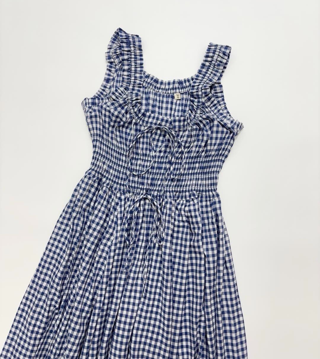 DOEN 25 Spring/Summer checkered printed cinched waist lace-up vest dress