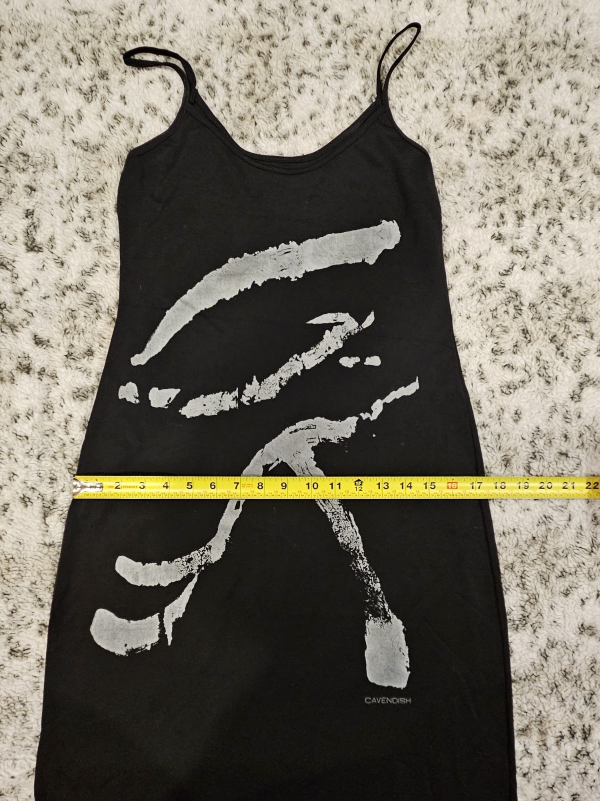 Cavendish SZ M Black Midi Non Stretch Spaghetti Strap Bodycon Dress Sexy