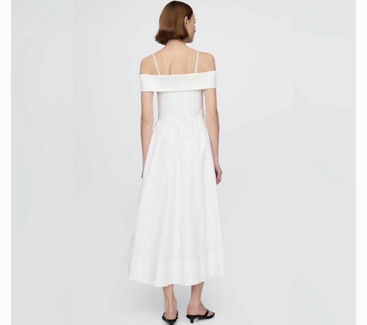 NWT GAP White Off the Shoulder Mixed Media Fit Flare Midi Dress size XXl Pockets