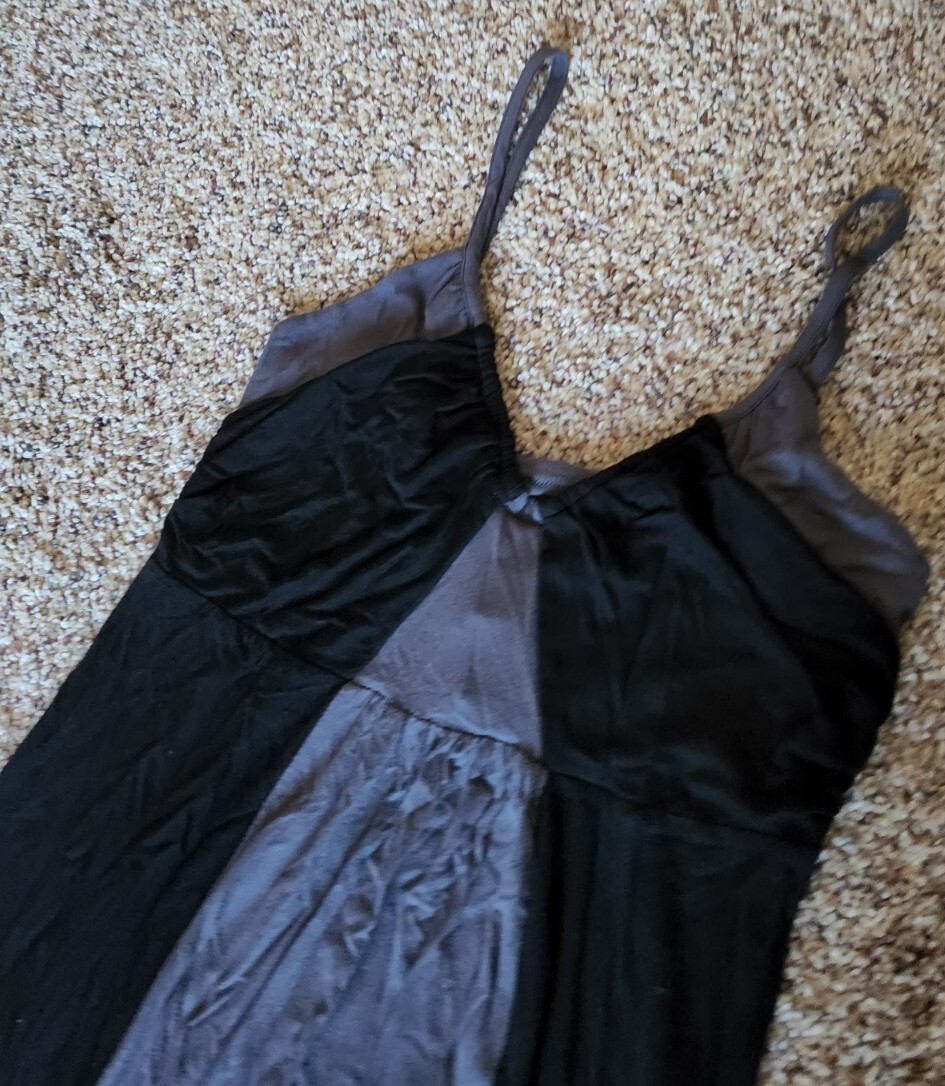 Remain Birger Christensen Medium Two Tone Maxi Dress Fit N Flare Strappy Sleeve