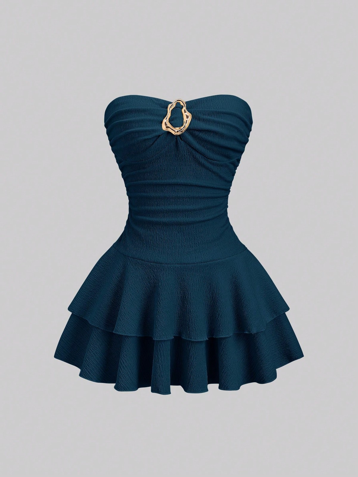 Ladies Elegant Double Layer Strapless Mini Dress