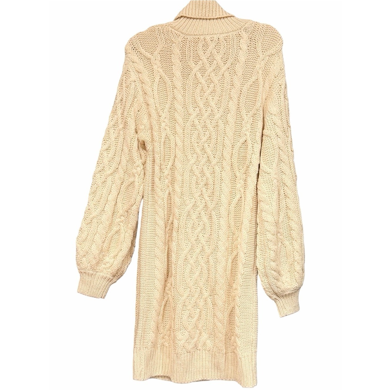 Love Tree Cream Cowlneck Cable Knit Sweater Dress Fisherman Cozy Classic