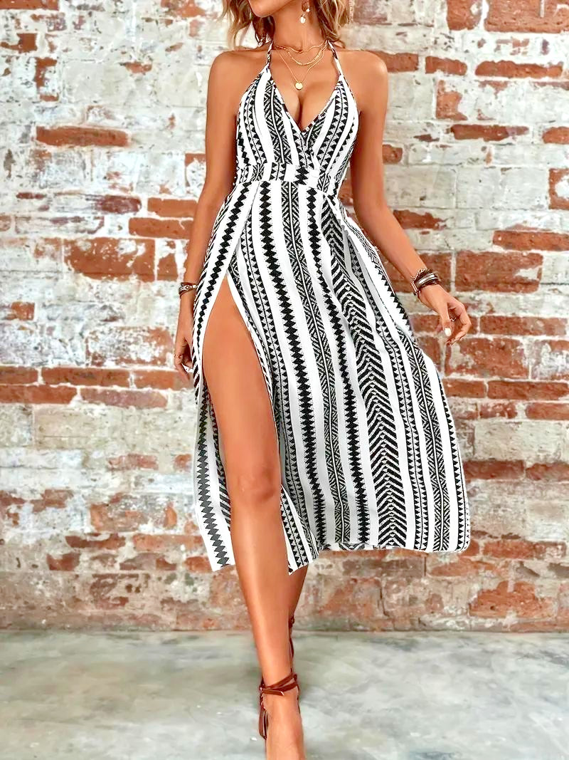 2XL Size 14/16 – Sexy Backless Halter Dress – Split Thighs – Maxi ✨New