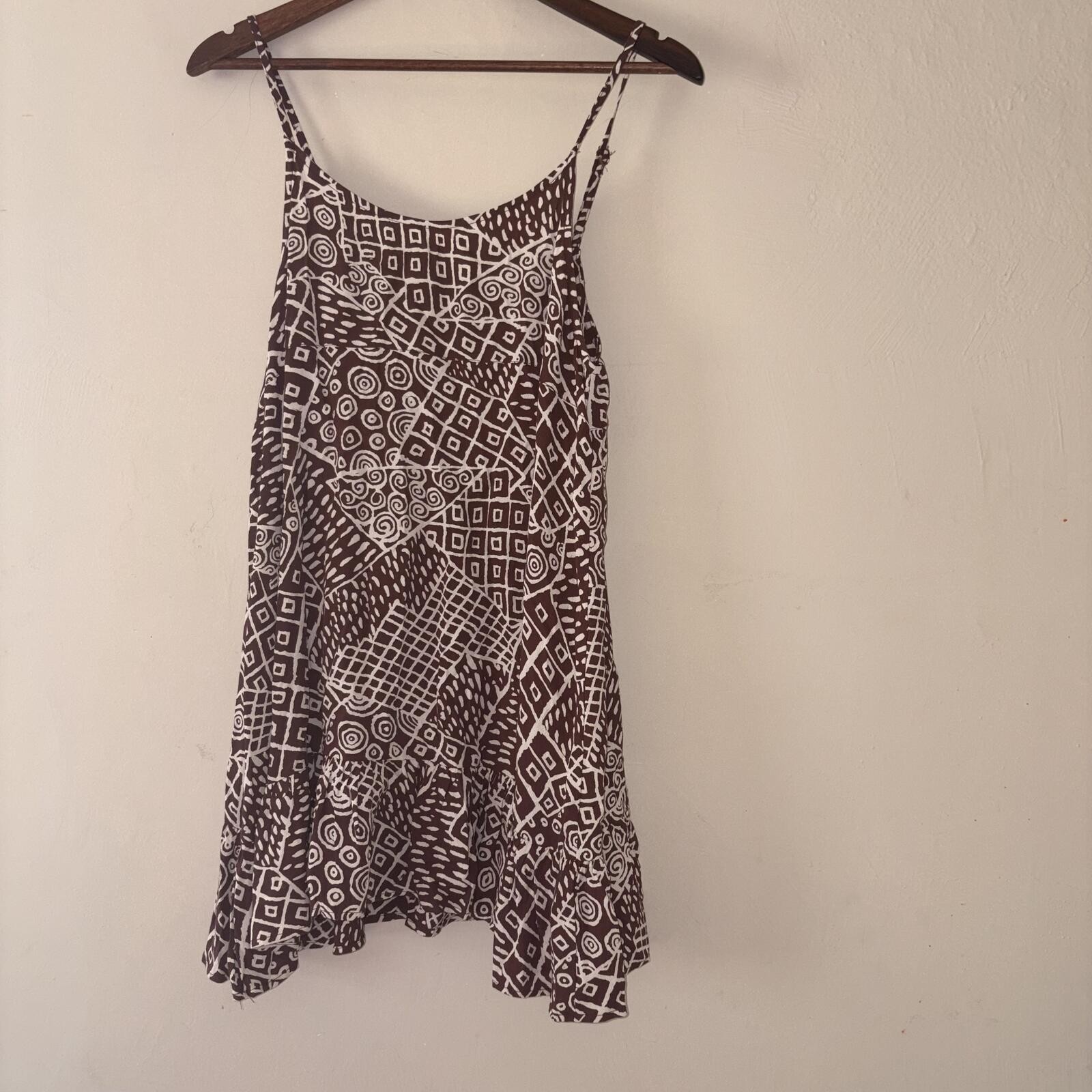 Urban Outfitters Brown and White Geometric Print Mini Dress Size Small
