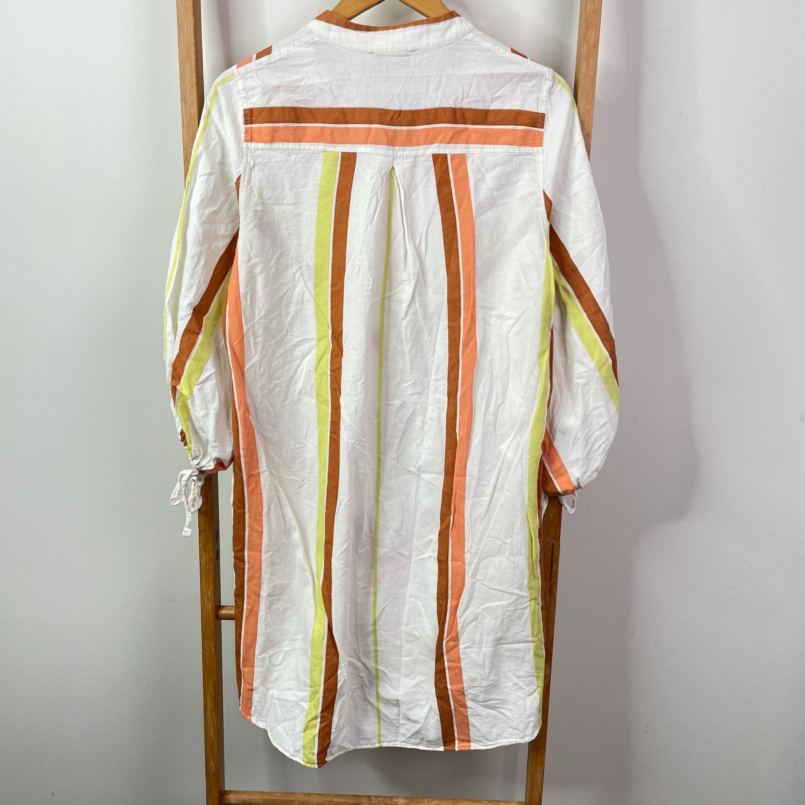 Devotion Twins Mini Dress Womens Small White Orange Striped Button Front V-Neck