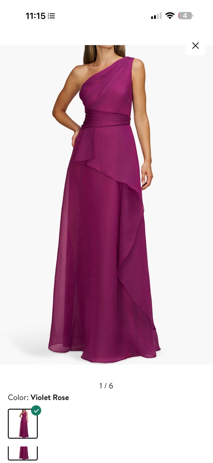 JS Collection Seraphina One Shoulder Gown Women Size 18 Violet Rose NWT