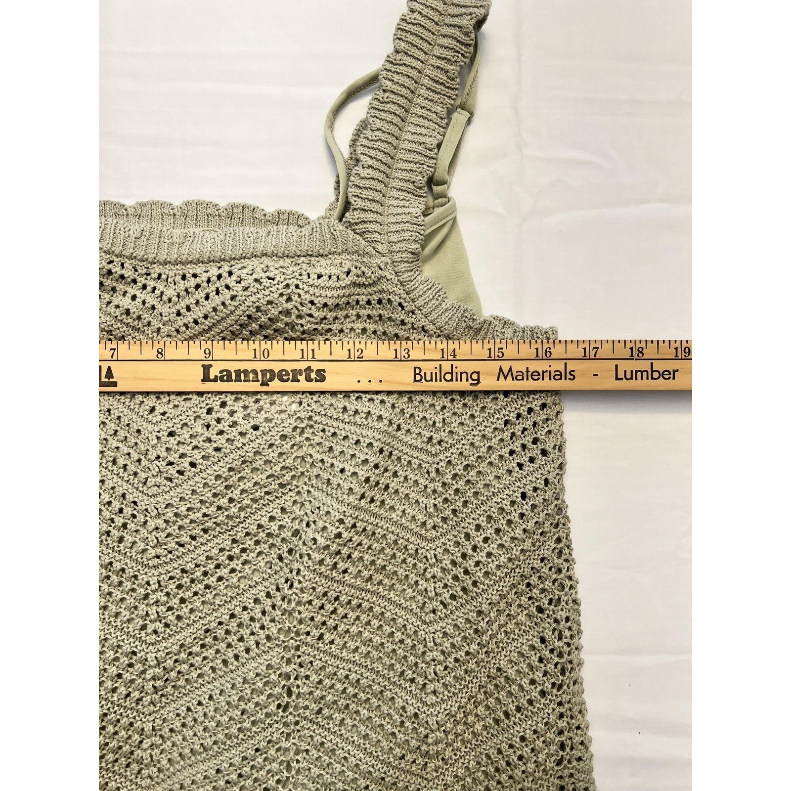 A New Day Knit Dress Womens Medium Light Green Crochet Tank Sleeveless Lined