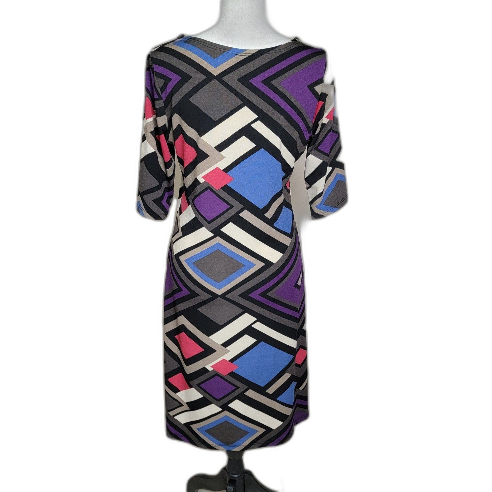 MTC Collection Women’s Medium Dress 70s Retro Geometric Colorblock Aztec Print