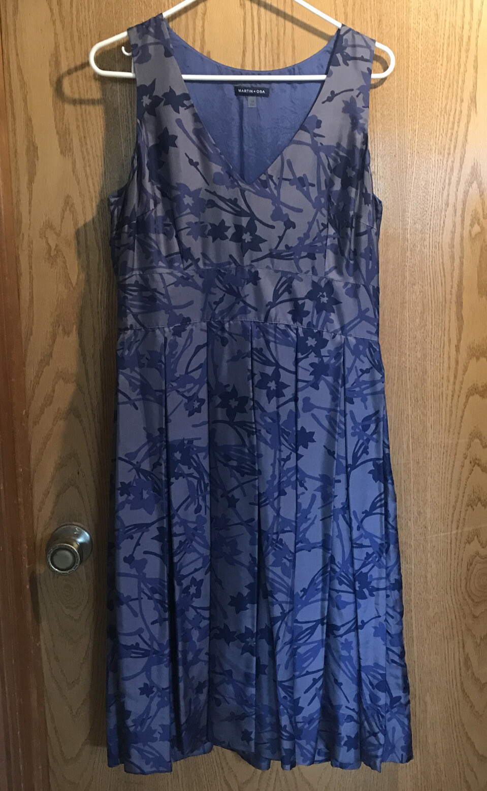 MARTIN + OSA Sleeveless Silk Dress Size 12 Gray Blue Dark Purple