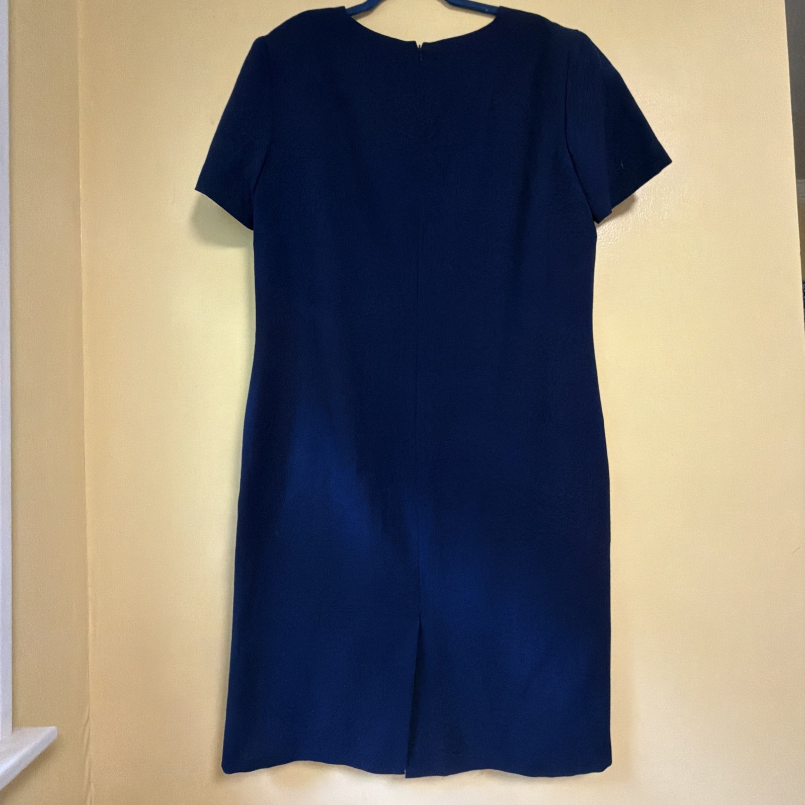 Talbots Linen Blend BLUE Dress Size 16 Short Sleeve Lined Conservative preowned