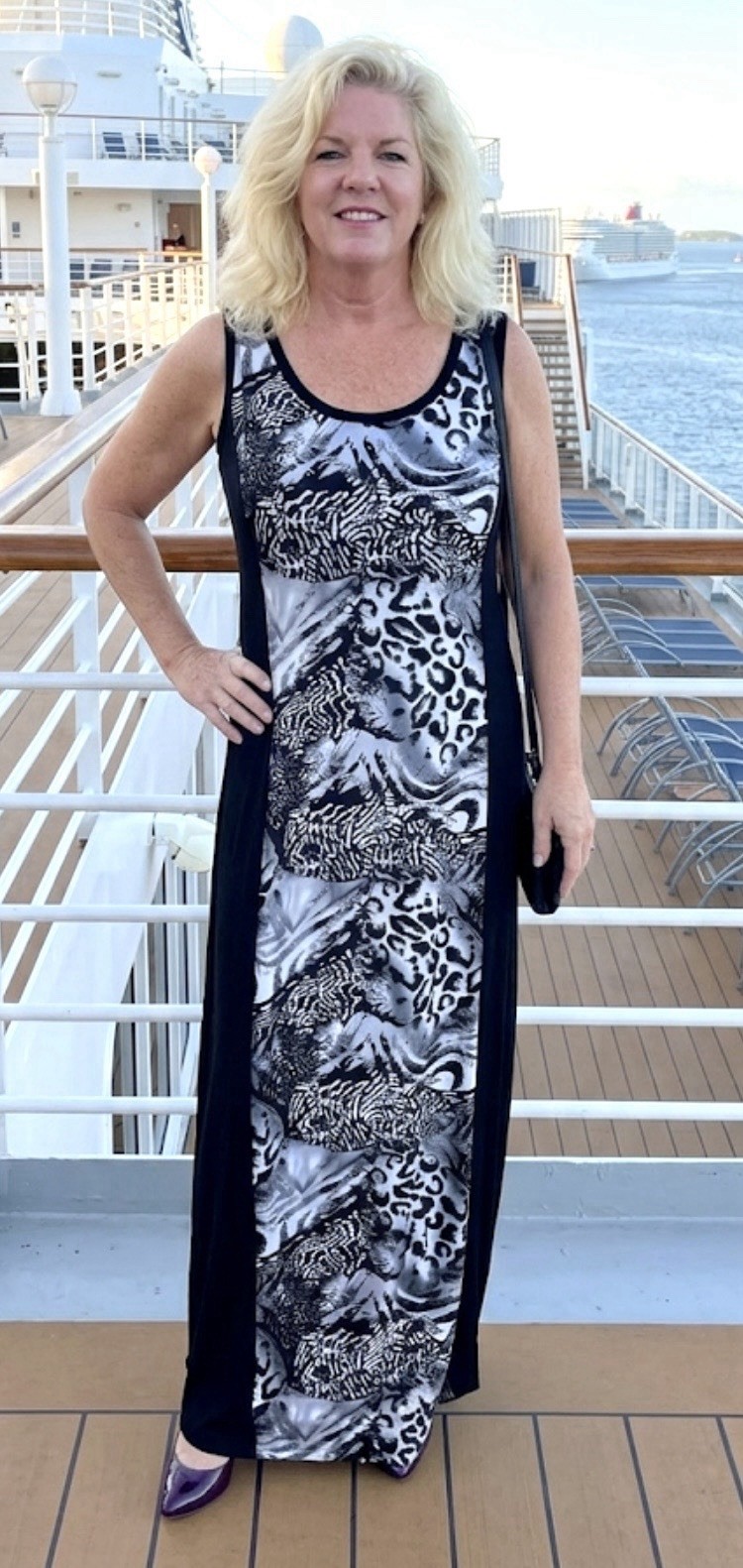 Milano Maxi Dress Black White Animal Print Mobwife Oversize Jersey Romantic Boho