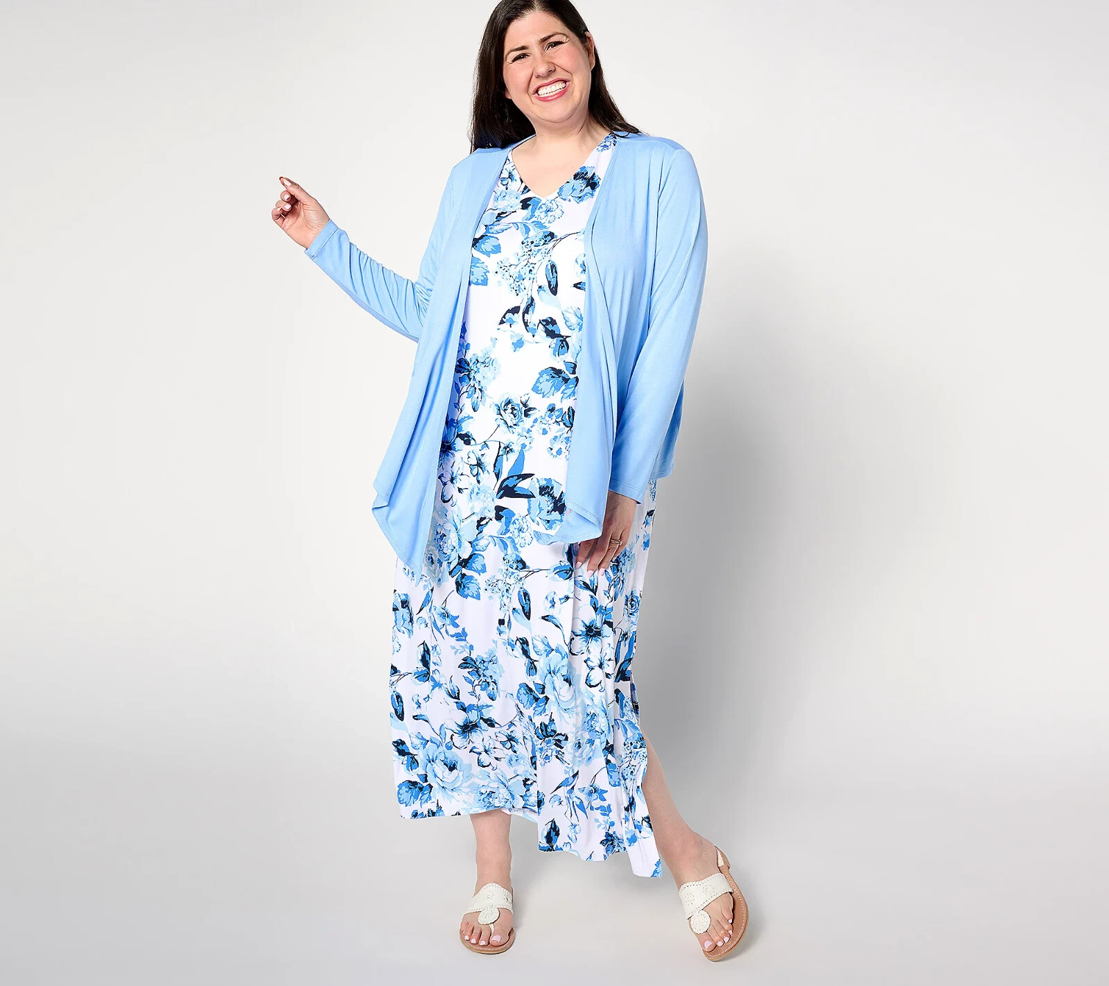 Belle by Kim Gravel Better Together Dress & Shrug Set-Indigo Rose-XL-NEW-A634848